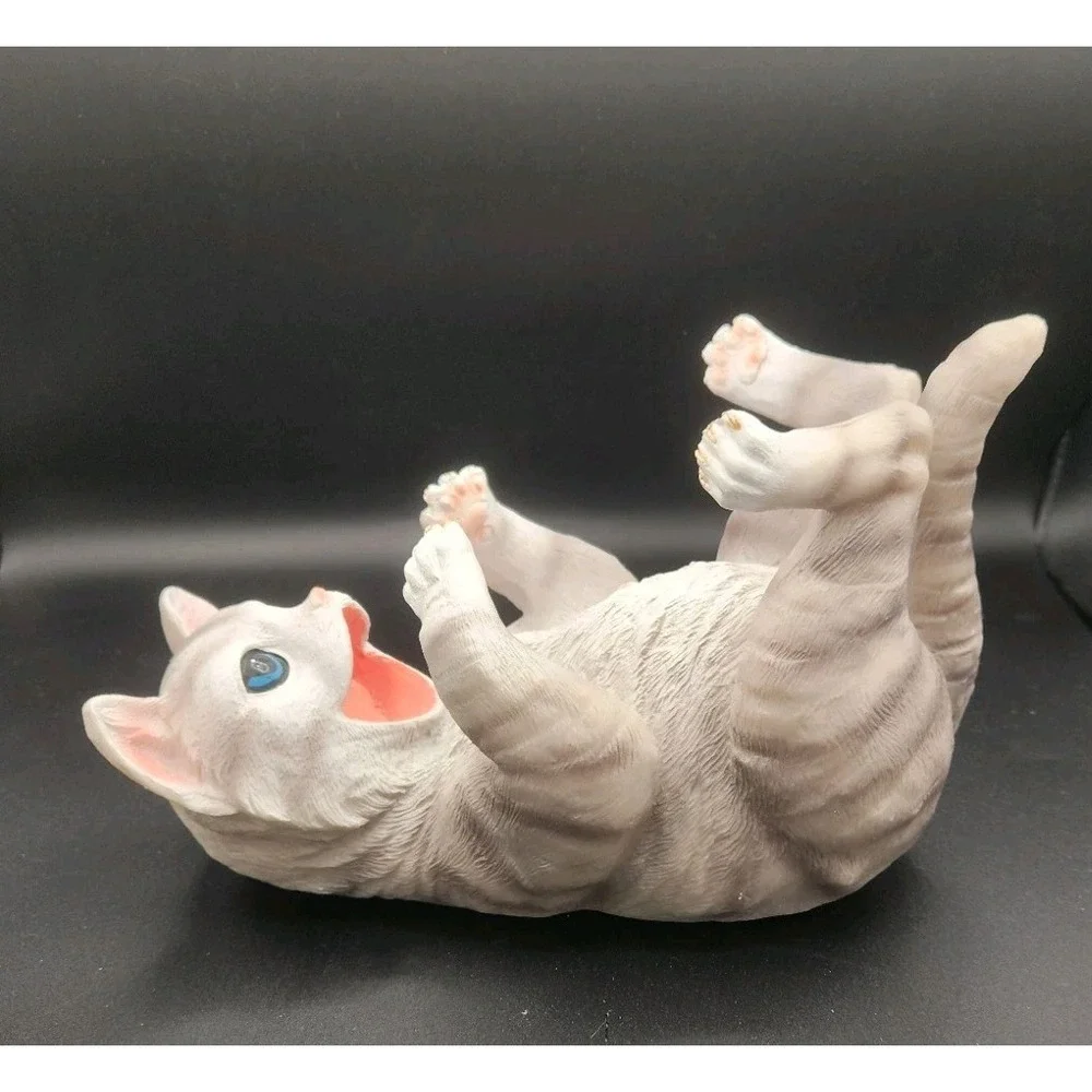 Gray Cat Tipsy Kitty Wine Bottle Holder Sculpture Unique Tabletop Wine Rack Used